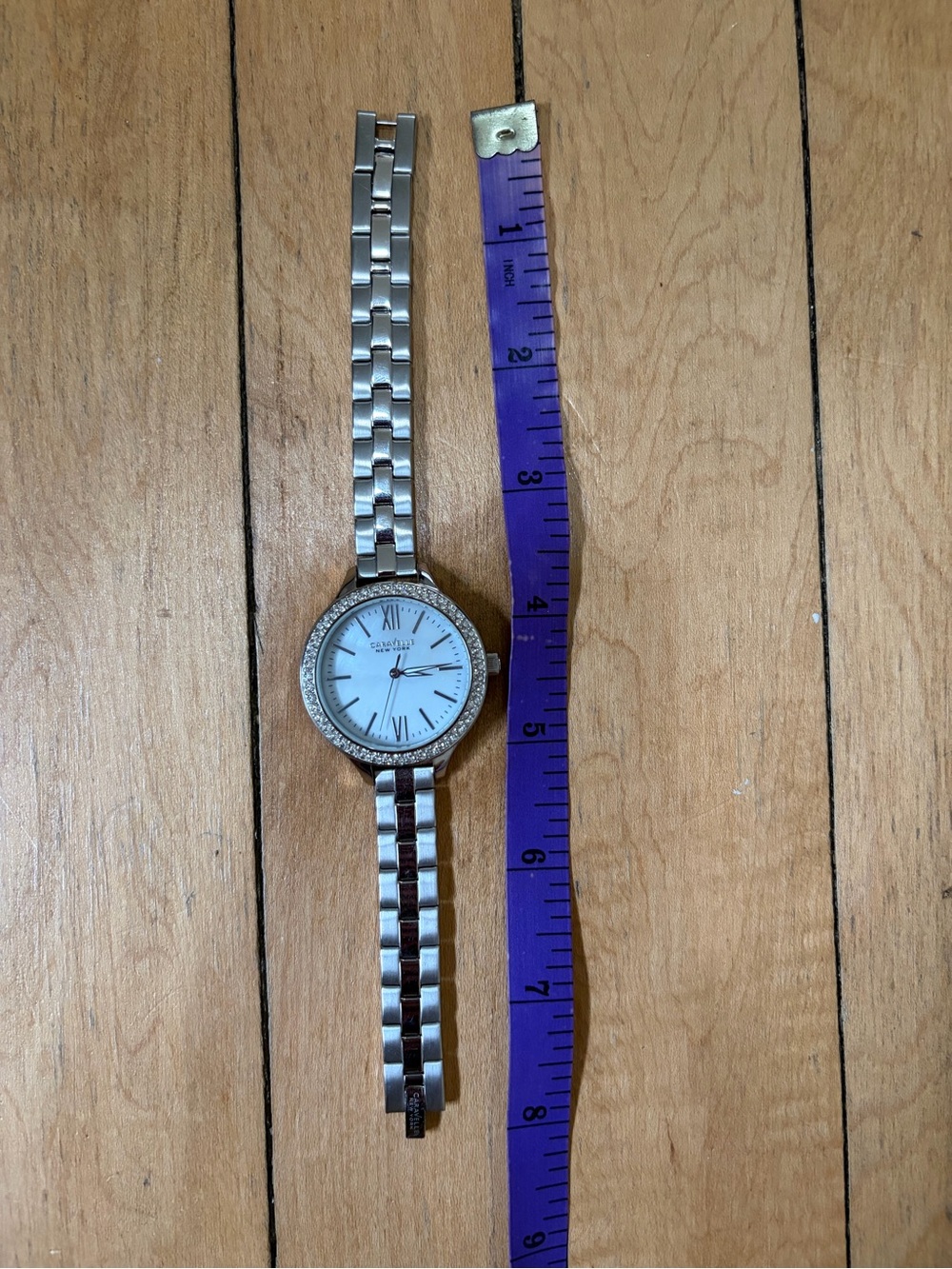Caravelle New York Silver Crystal-Accent Women's Watch - Picture 3 of 4